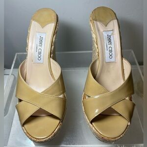 Jimmy Choo patent leather espadrille wedge sandals sz 40  US 10 made in italy